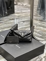 YSL Loulou Puffer Small Clutch Bag Black Silver Size 18 × 12 × 5 cm - 1