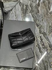 YSL Loulou Puffer Small Clutch Bag Black Silver Size 18 × 12 × 5 cm - 5