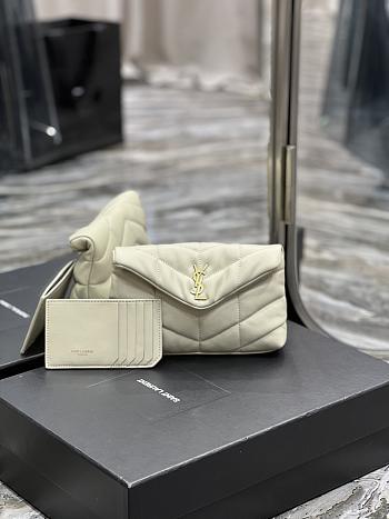 YSL Loulou Puffer Small Clutch Bag White Size 18 × 12 × 5 cm