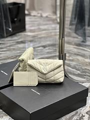YSL Loulou Puffer Small Clutch Bag White Silver Size 18 × 12 × 5 cm - 1