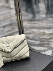 YSL Loulou Puffer Small Clutch Bag White Silver Size 18 × 12 × 5 cm - 5