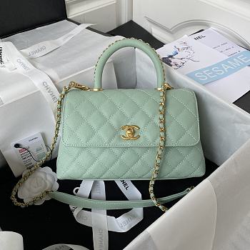 Chanel Coco Caviar Green Bag Size 23 cm