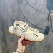 Valentino Rockstud Flat Sandal in Nappa Leather White - 5