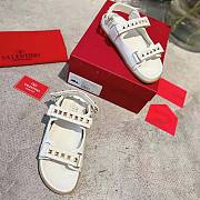 Valentino Rockstud Flat Sandal in Nappa Leather White - 4