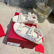 Valentino Rockstud Flat Sandal in Nappa Leather White - 3