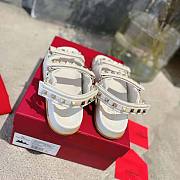 Valentino Rockstud Flat Sandal in Nappa Leather White - 2