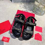Valentino Rockstud Flat Sandal in Nappa Leather Black - 1