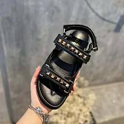 Valentino Rockstud Flat Sandal in Nappa Leather Black - 6