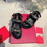 Valentino Rockstud Flat Sandal in Nappa Leather Black - 3