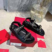 Valentino Rockstud Flat Sandal in Nappa Leather Black - 4