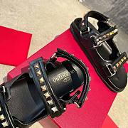 Valentino Rockstud Flat Sandal in Nappa Leather Black - 2