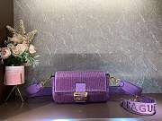 Fendi Baguette Crystals And Leather Bag Purple Size 27 x 15 x 6 cm - 2