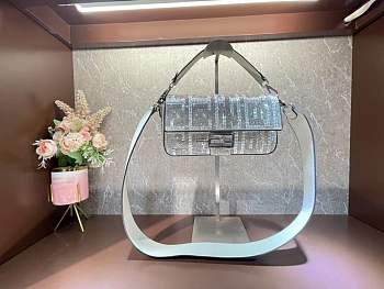 Fendi Baguette Crystals And Leather Bag Size 27 x 15 x 6 cm