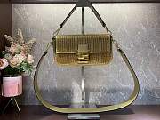Fendi Baguette Crystals And Leather Bag Gold Size 27 x 15 x 6 cm - 1