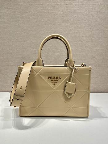 Prada Symbole Bag With Topstitching Beige Size 30 x 23 x 9 cm