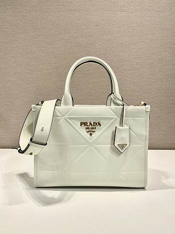 Prada Symbole Bag With Topstitching White Size 30 x 23 x 9 cm