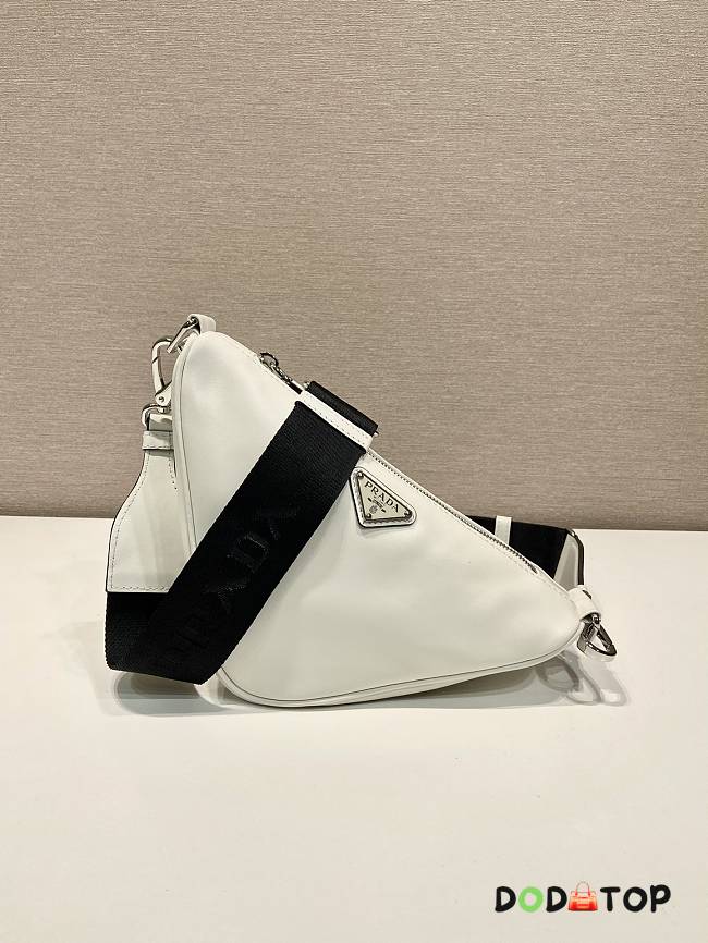 Prada Men Triangle Leather Bag White Size 22 x 11 x 30 cm - 1