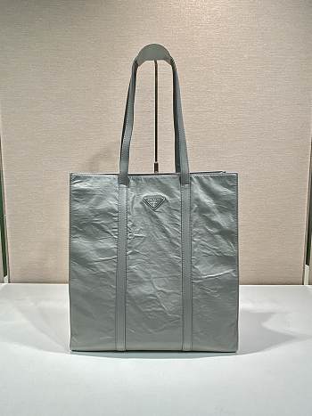 Prada Medium Antiqued Nappa Leather Tote Bag Grey Size 36 x 39 x 13 cm