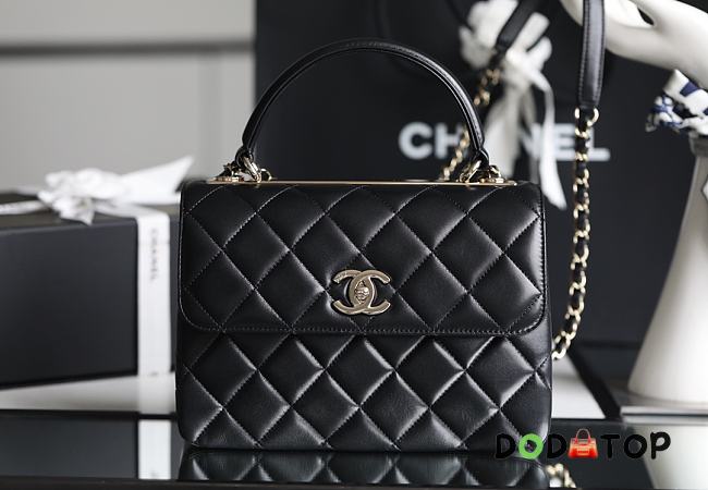 Chanel Trendy Lambskin Black Handbag Light Gold Hardware Size 25 x 12 x 17 cm - 1