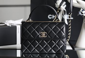 Chanel Trendy Lambskin Black Handbag Light Gold Hardware Size 25 x 12 x 17 cm