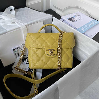 Chanel Small Grained Calfskin Vanity Case Yellow Size 17.5 x 14.5 x 7.5 cm