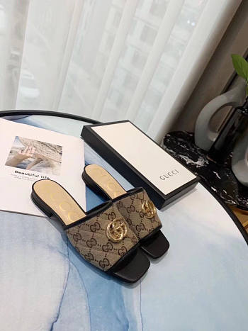 Gucci GG Matelassé Canvas Slide Sandals