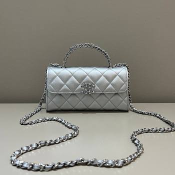 Chanel Kelly Silver Handle Bag Size 19 x 10 x 4.5 cm