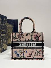 Dior Small Book Tote Pink Multicolor Dior Petites Fleurs Embroidery Size 26 x 8 x 22 cm - 1