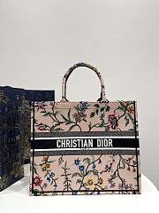 Dior Large Book Tote Pink Multicolor Dior Petites Fleurs Embroidery Size 42 x 18 x 35 cm - 1