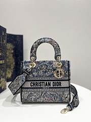 Dior Medium Lady D-Lite Bag Denim Multicolor Dior Jardin Magique Embroidery Size 24 x 11 x 20 cm  - 1