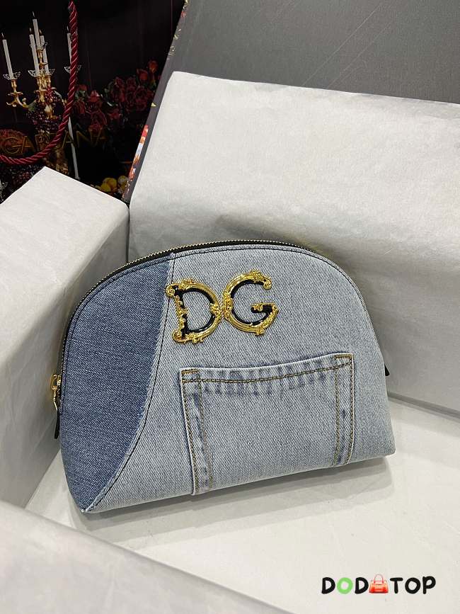 Dolce & Gabbana Denim Cosmetics Case In Blue Size 25 x 18 x 6 cm - 1