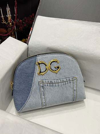 Dolce & Gabbana Denim Cosmetics Case In Blue Size 25 x 18 x 6 cm