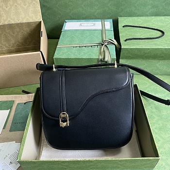 Gucci Equestrian Inspired Shoulder Bag Black Size 21 x 20 x 7 cm