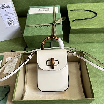 Gucci Bamboo Mini Handbag In White Size 14 x 16 x 4 cm