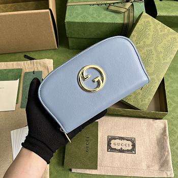 Gucci Blondie Zip Around Wallet Blue Size 21 x 11 cm