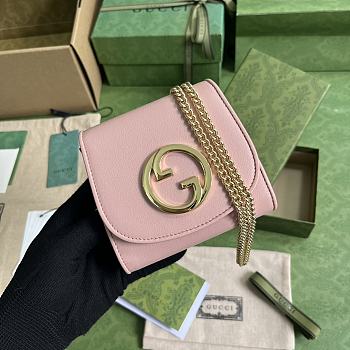 Gucci Natural Blondie Medium Chain Wallet Pink Size 12.5 x 11 x 2.5 cm