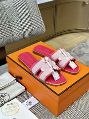 Hermes Oran Tweed Mules Pink - 1
