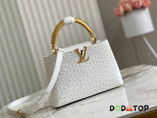 Louis Vuitton LV Capucines Ostrich Pattern Handbag White Size 27 x 18 x 9 cm - 1