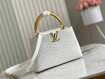 Louis Vuitton LV Capucines Ostrich Pattern Handbag White Size 27 x 18 x 9 cm