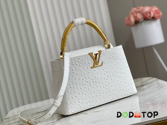 Louis Vuitton LV Capucines Ostrich Pattern Handbag White Size 31.5 x 20 x 11 cm - 1