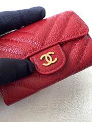 Chanel Caviar Red Wallet Size 11 x 9 cm - 5