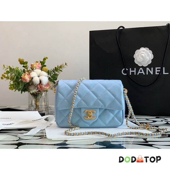 Chanel Caviar Calfskin Pearl Crush Gold Ball Mini Flap Bag Size 13 x 19 x 6 cm - 1
