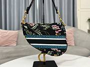 Dior Saddle Bag Black Multicolor Petites Fleurs Embroidery Size 25.5 x 20 x 6.5 cm - 5