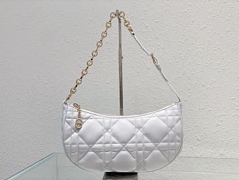 Dior CD Lounge Bag White Supple Macrocannage Lambskin Size 26 x 15 x 5.5 cm