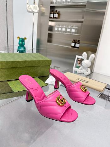 Gucci GG Slides Pink Heel 7.5 cm