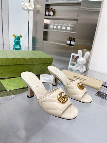 Gucci GG Slides White Heel 7.5 cm