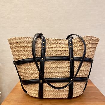 YSL Medium Bag In Raffia Basket Bag Size 40 x 29 x 19 cm