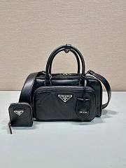 Prada Antique Nappa Leather Multi Pocket Top Handle Bag Black Size 24 x 15.5 x 7 cm - 1