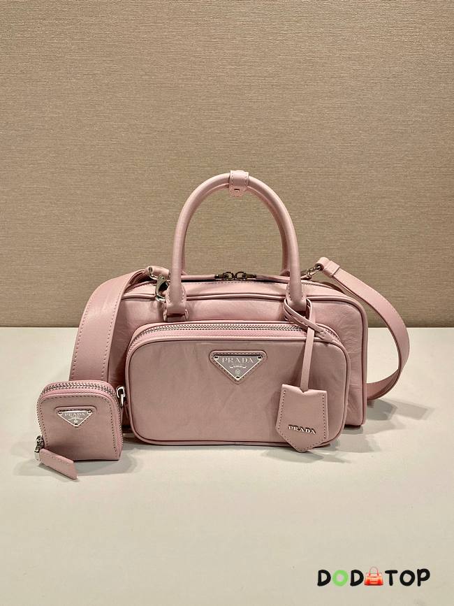 Prada Antique Nappa Leather Multi Pocket Top Handle Bag Pink Size 24 x 15.5 x 7 cm - 1