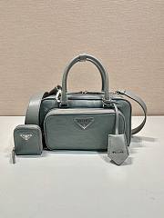 Prada Antique Nappa Leather Multi Pocket Top Handle Bag Grey Size 24 x 15.5 x 7 cm - 1